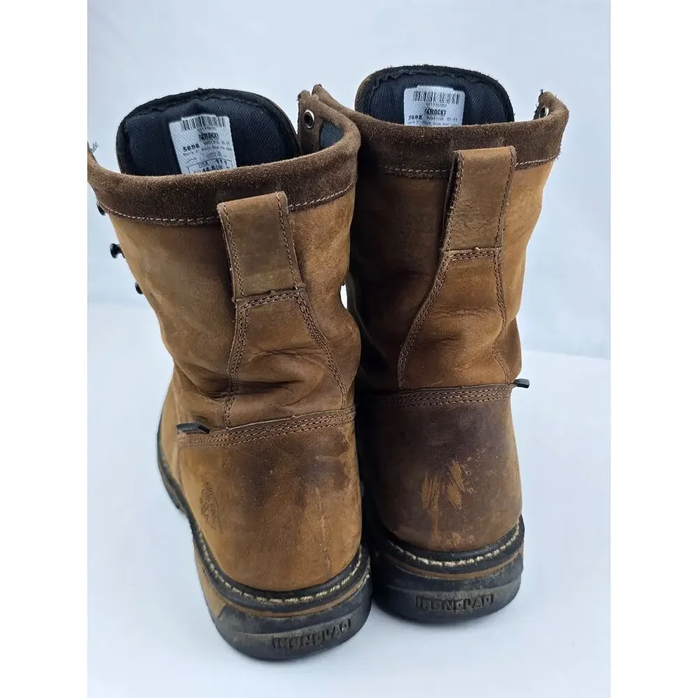 Rocky Iron Clad Work Boots Men Size 11 D Brown Leather Lace up Soft Toe 5698